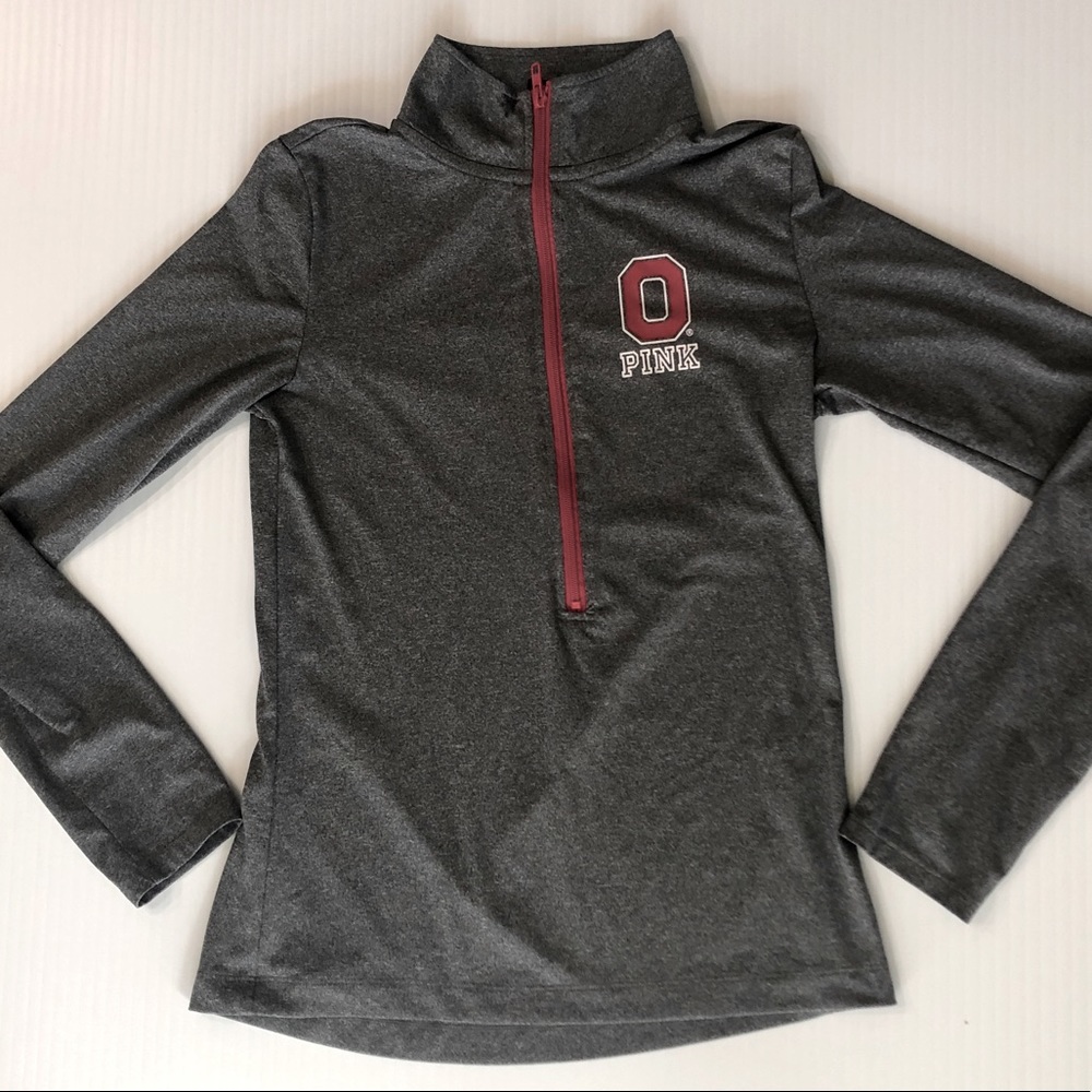 Pink Victoria Secret Ohio Buckeyes 1/2 Zip Pullover Gray Women’s Size Medium
